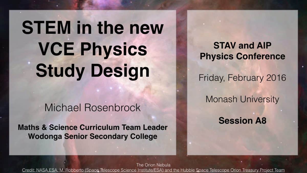 STEM in the new VCE Physics Study Design